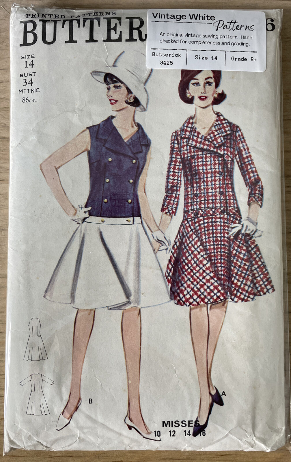 Butterick 3426 Womens Size 14 Dress *