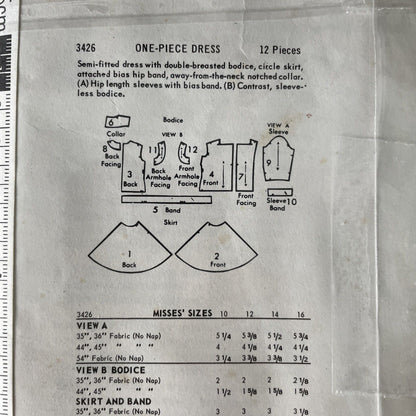 Butterick 3426 Womens Size 14 Dress *