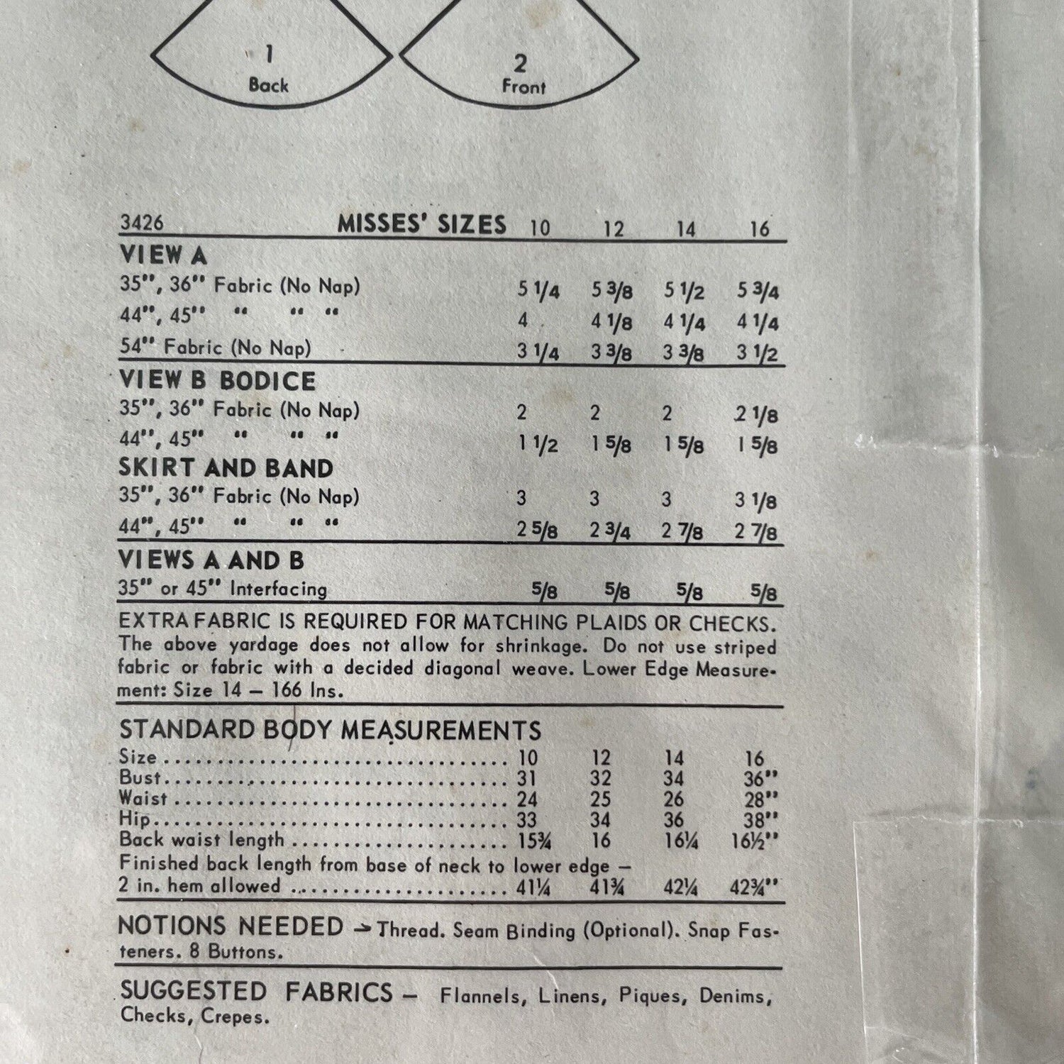 Butterick 3426 Womens Size 14 Dress *