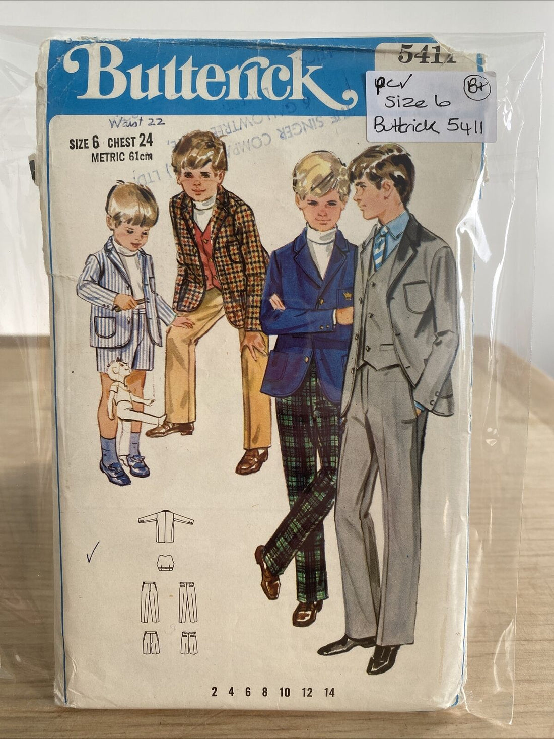 Butterick 5411 Boys Size 6 Suit