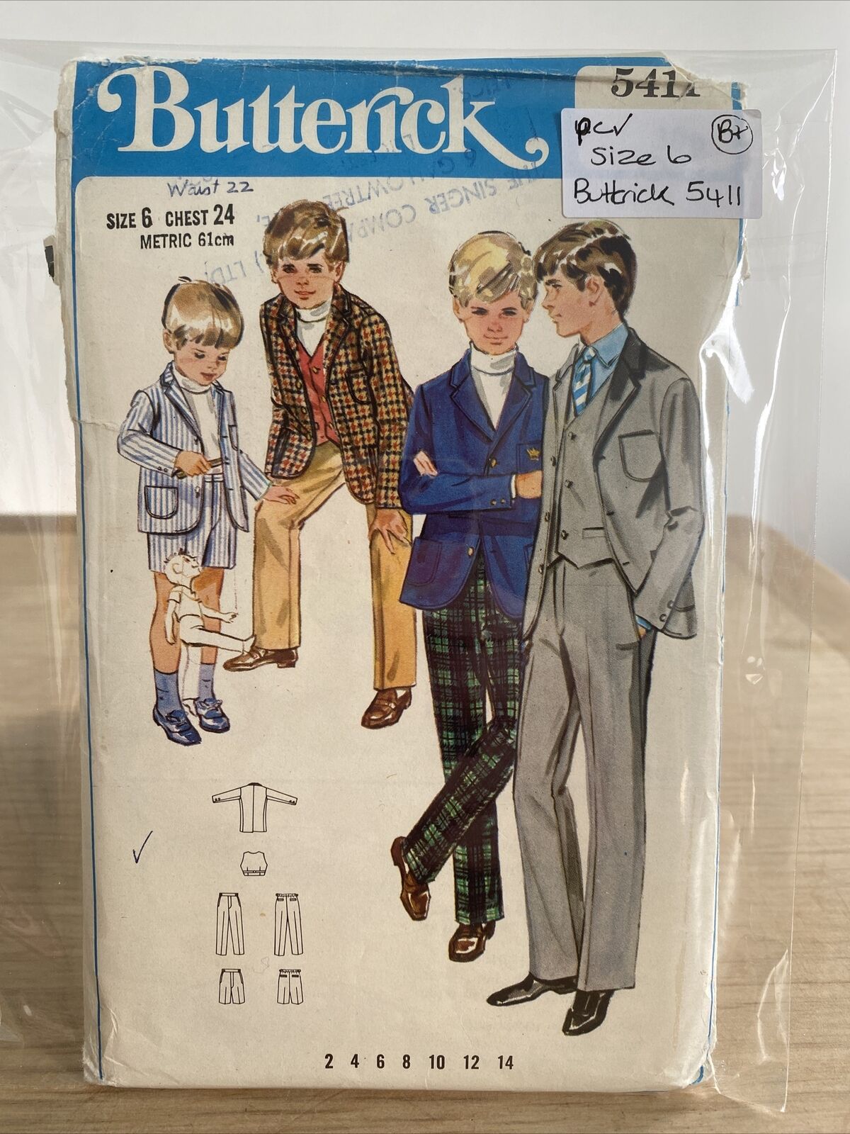 Butterick 5411 Boys Size 6 Suit