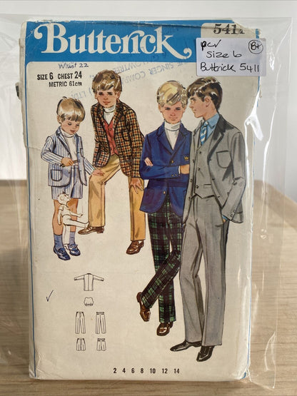 Butterick 5411 Boys Size 6 Suit