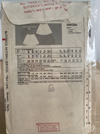 Butterick 3309 Womens Waist 26.5” Skirt