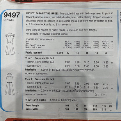 Simplicity 9497 Womens Size 14 Dress *