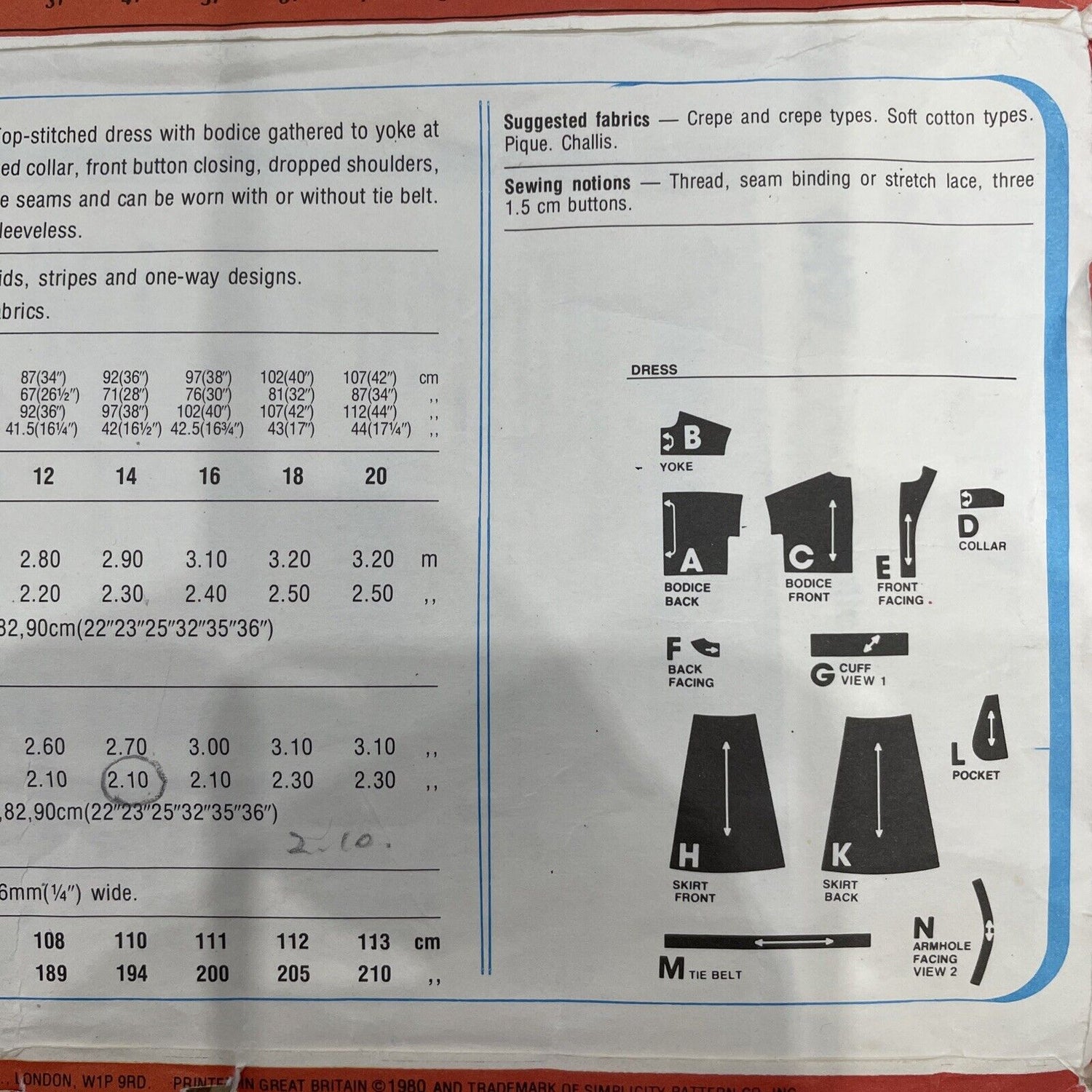 Simplicity 9497 Womens Size 14 Dress *