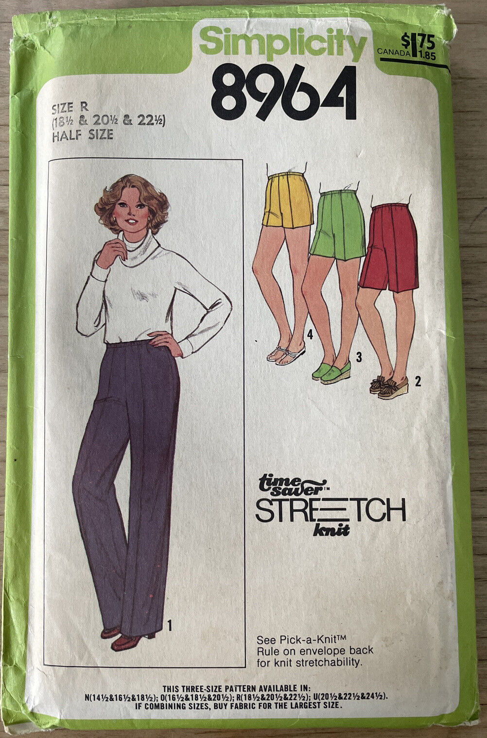 Simplicity 8964 Size 18.5 -22.5 Trousers Shorts *