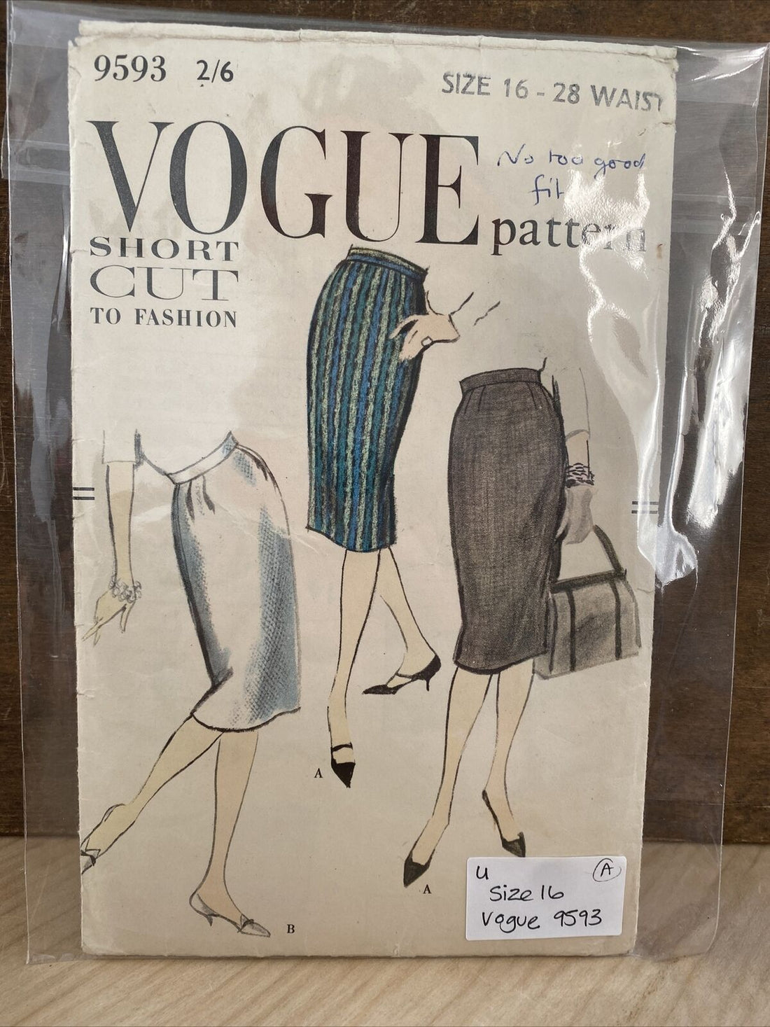 Vogue 9593 Womens Size 16 Skirt