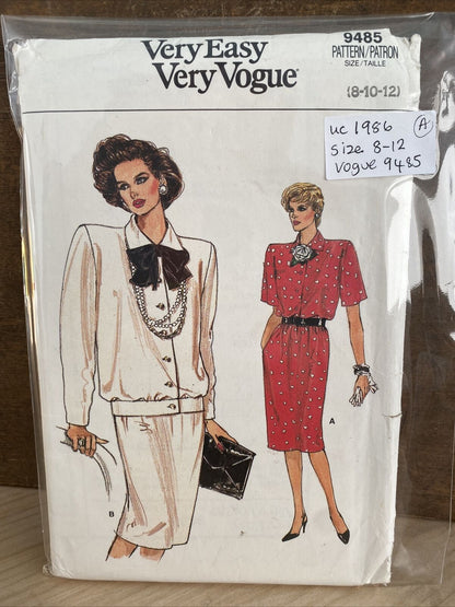 Vogue 9485 Womens Size 8-12 Top Skirt