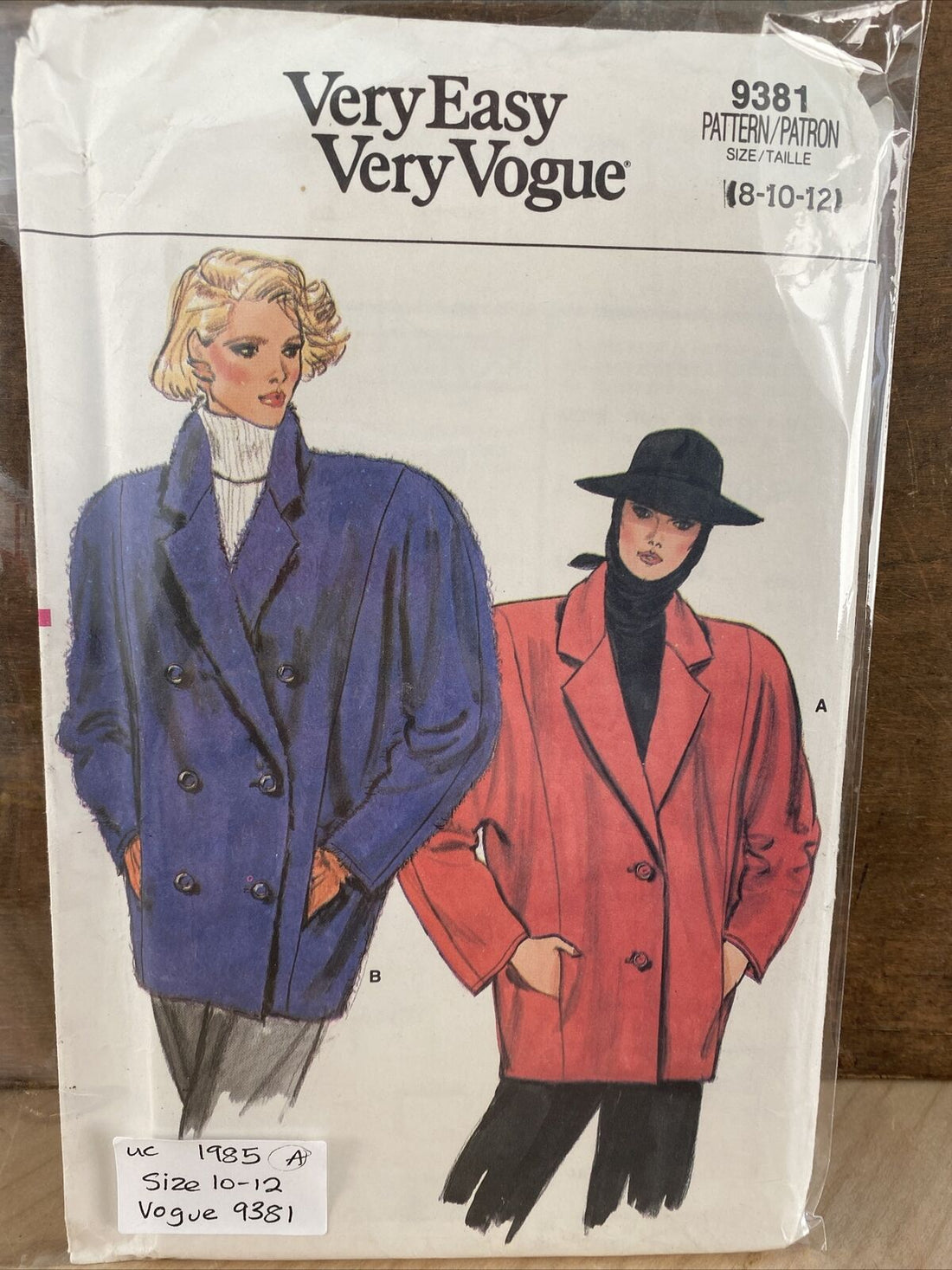 Vogue 9381 Womens Sizes 8-12 Jacket Coat FF