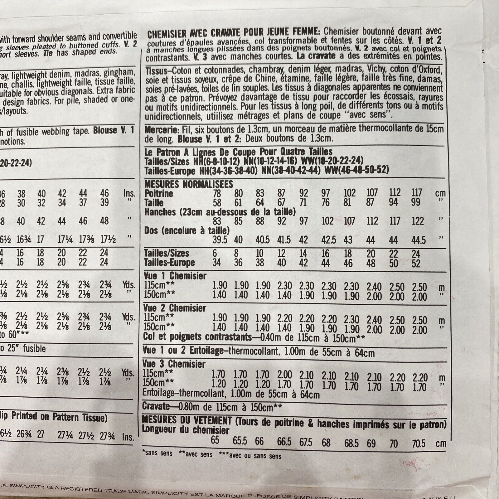 Simplicity 8068 Womens Size 10-16 Shirt *