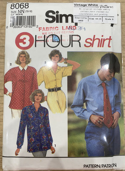 Simplicity 8068 Womens Size 10-16 Shirt *
