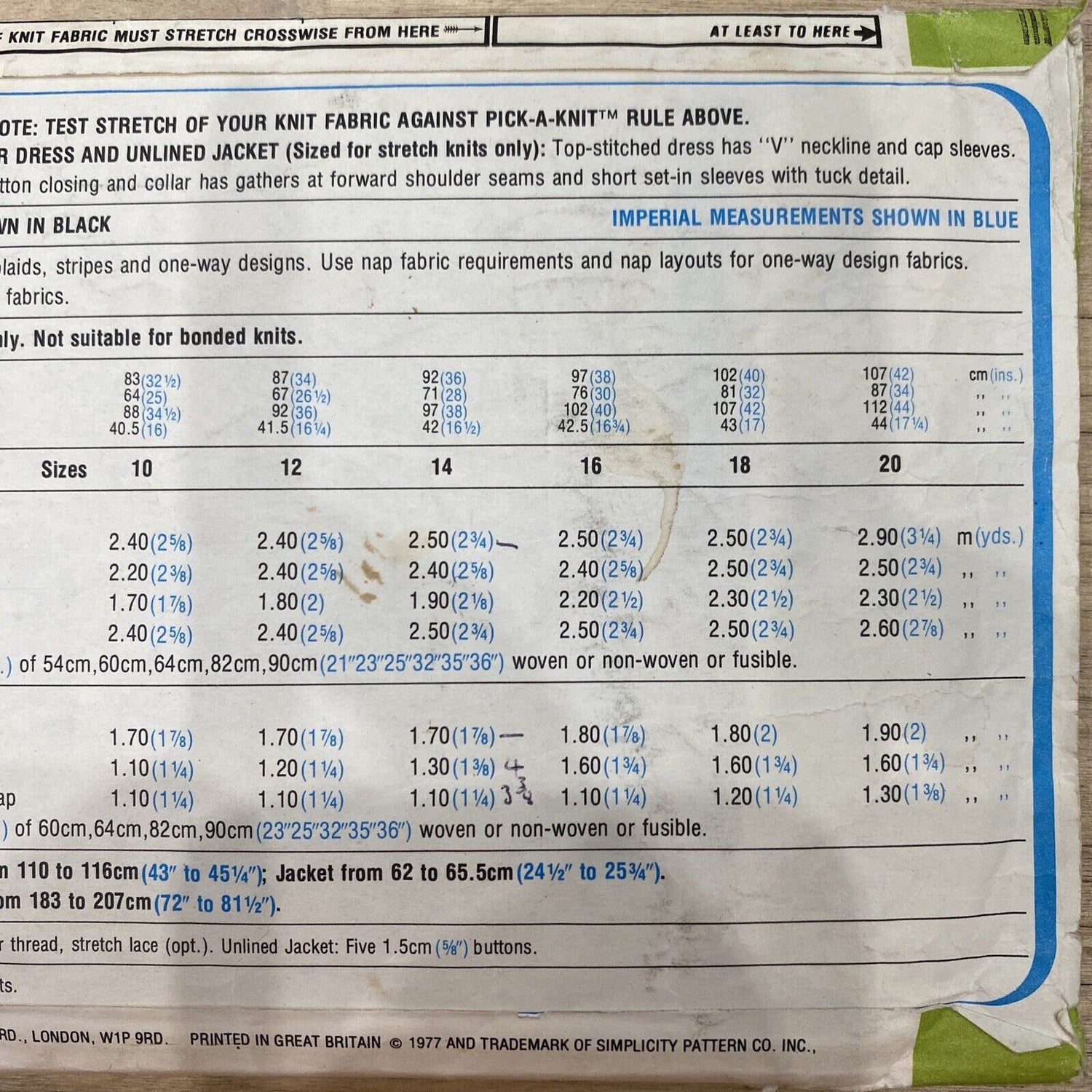 Simplicity 7965 Womens Size 14 Dress Jacket