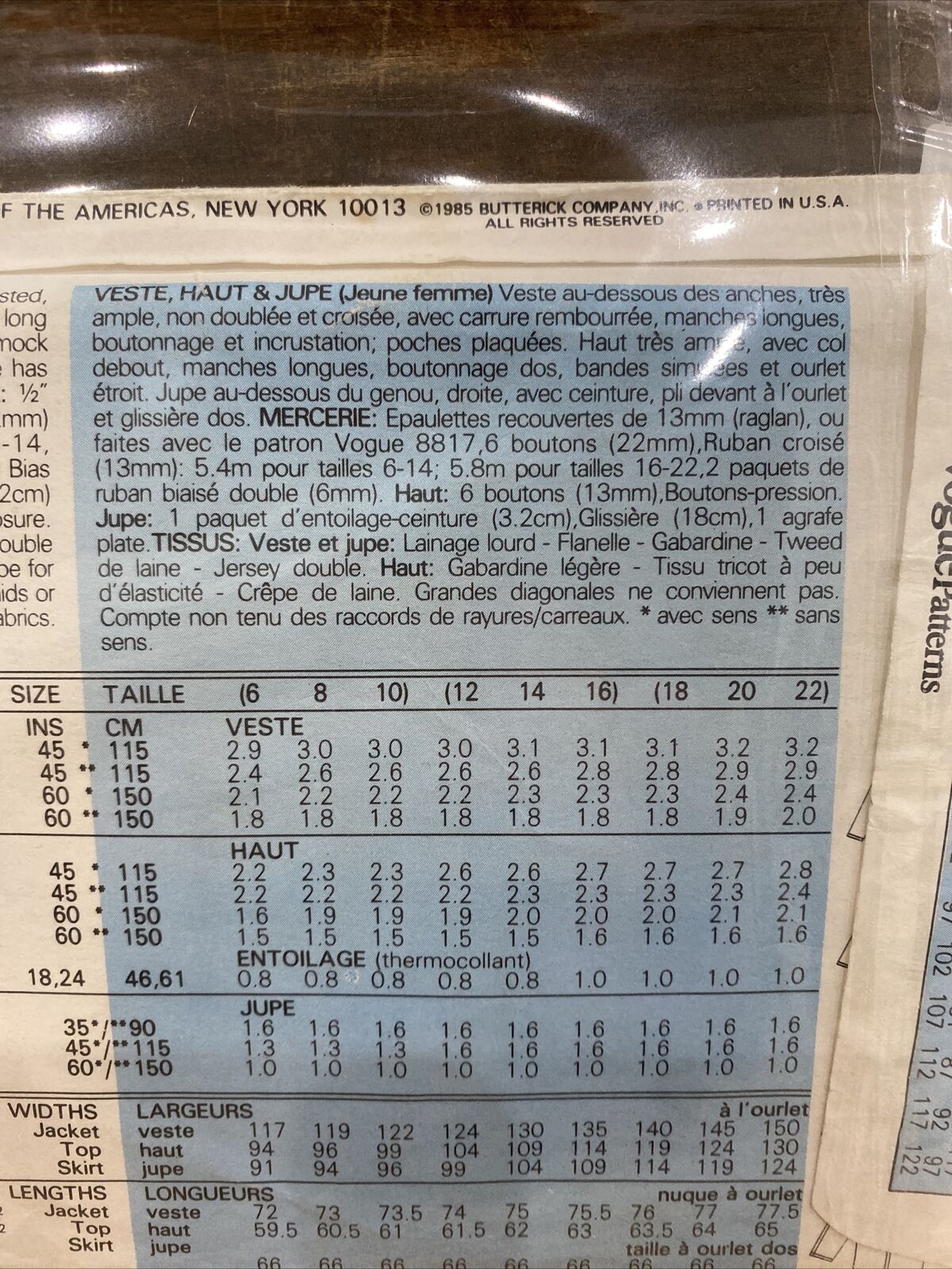 Vogue 9379 Womens Sizes 12-16 Jacket Top Skirt FF