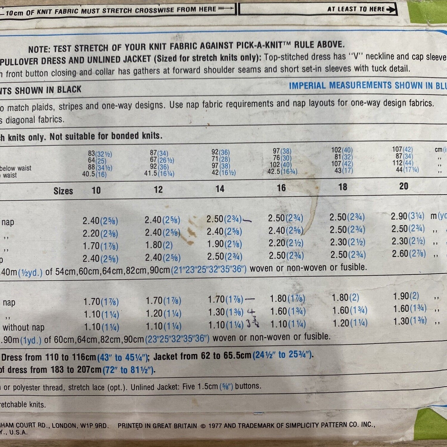 Simplicity 7965 Womens Size 14 Dress Jacket