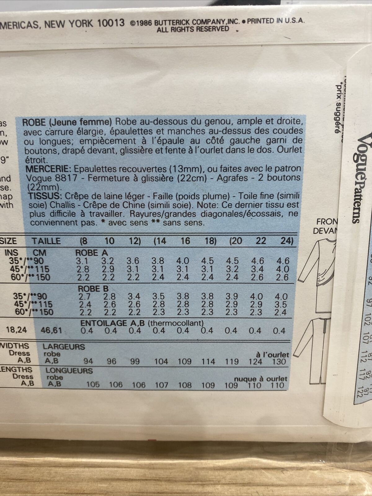 Vogue 9743 Womens Sizes 8-12 Dress FF