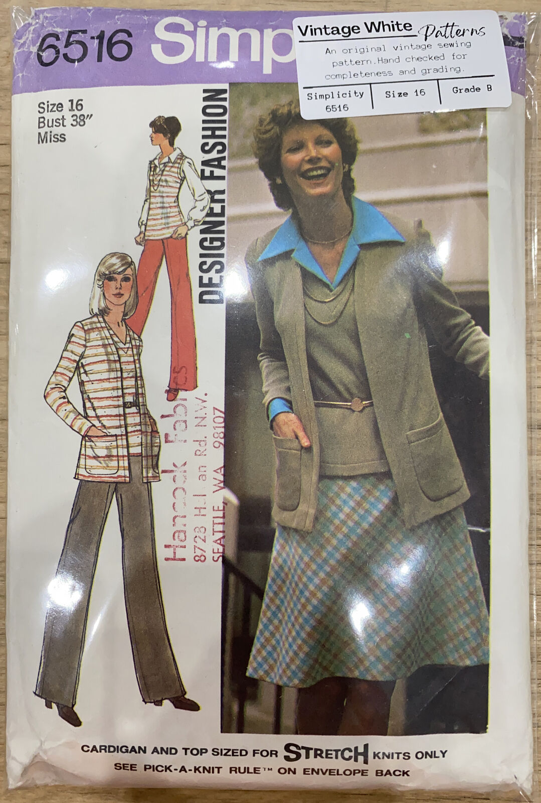 Simplicity 6516 Size 16 Top Cardigan Trousers Skirt *