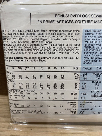 Vogue 7492 Size 6-10 Dress *