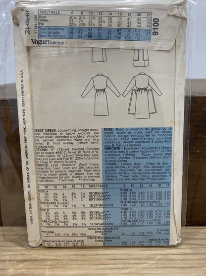 Vogue 9100 Womens Size 8-12 Dress FF