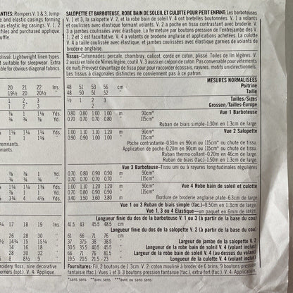 Simplicity 9233 Toddler Size 2 Dress Pants Rompers *