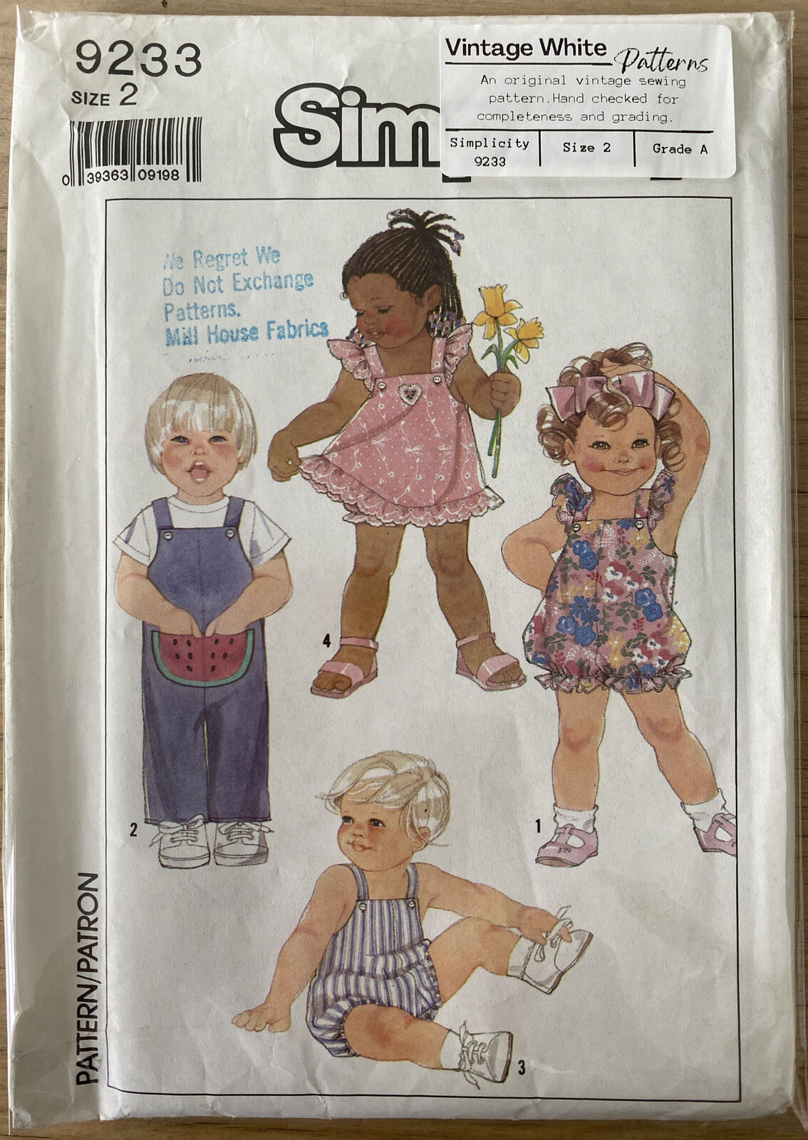 Simplicity 9233 Toddler Size 2 Dress Pants Rompers *