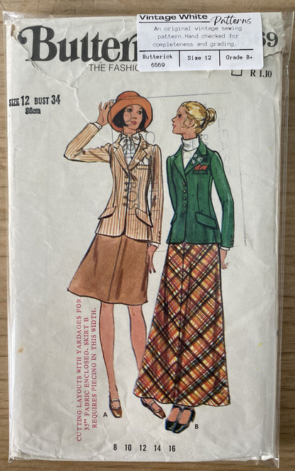 Butterick 6569 Womens Size 12 Jacket Skirt *