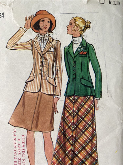 Butterick 6569 Womens Size 12 Jacket Skirt *