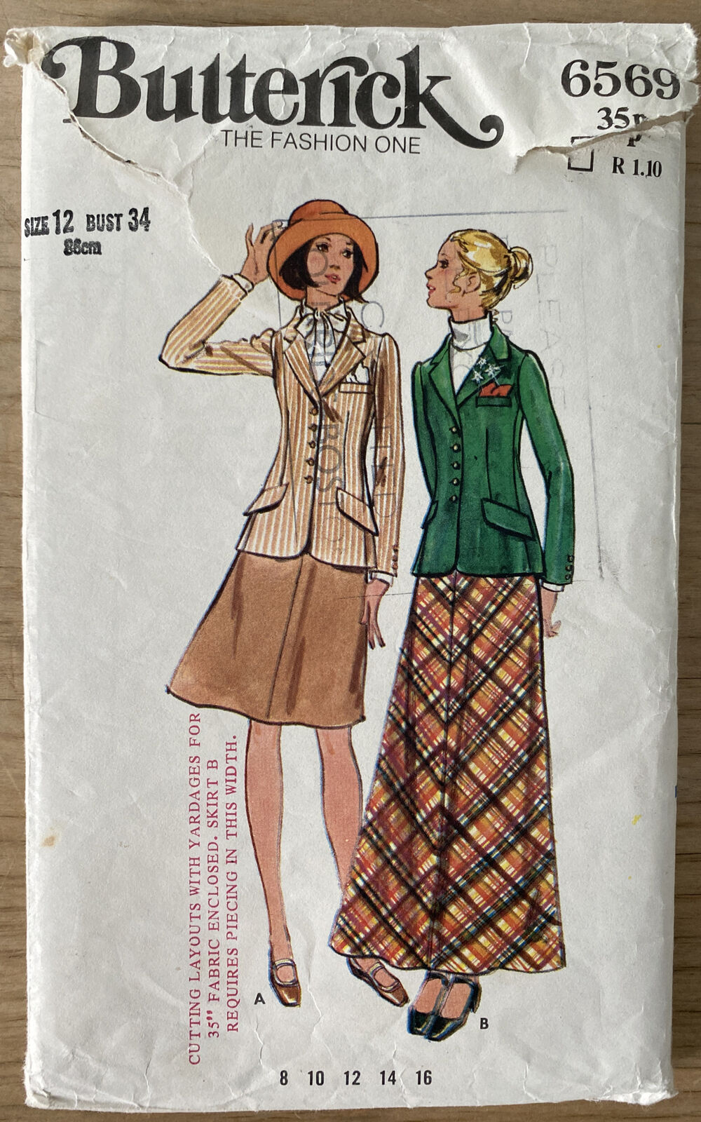 Butterick 6569 Womens Size 12 Jacket Skirt *
