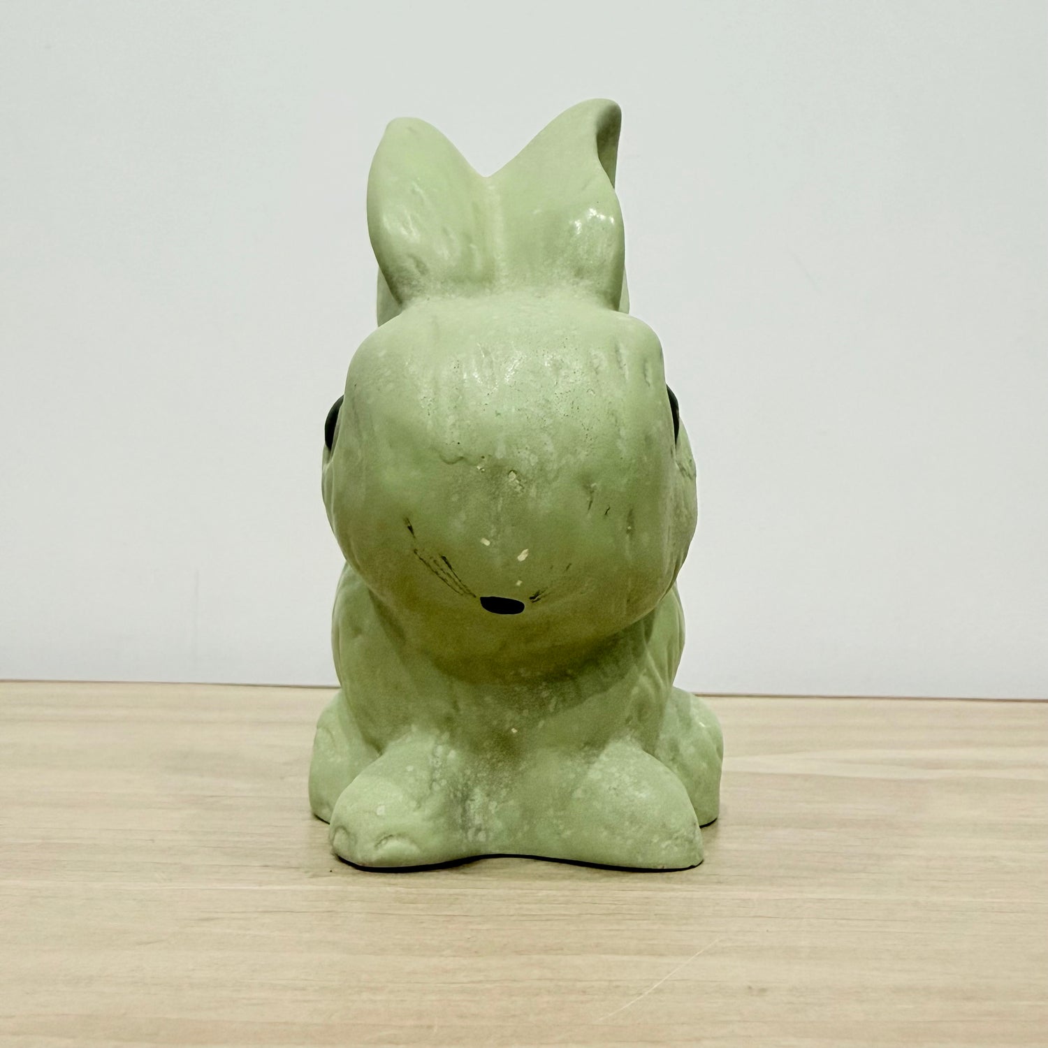 Vintage Green Rabbit Ornament Made in England Matt Pottery Bunny Figure