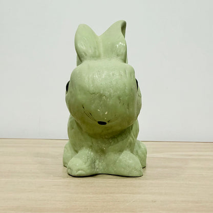 Vintage Green Rabbit Ornament Made in England Matt Pottery Bunny Figure