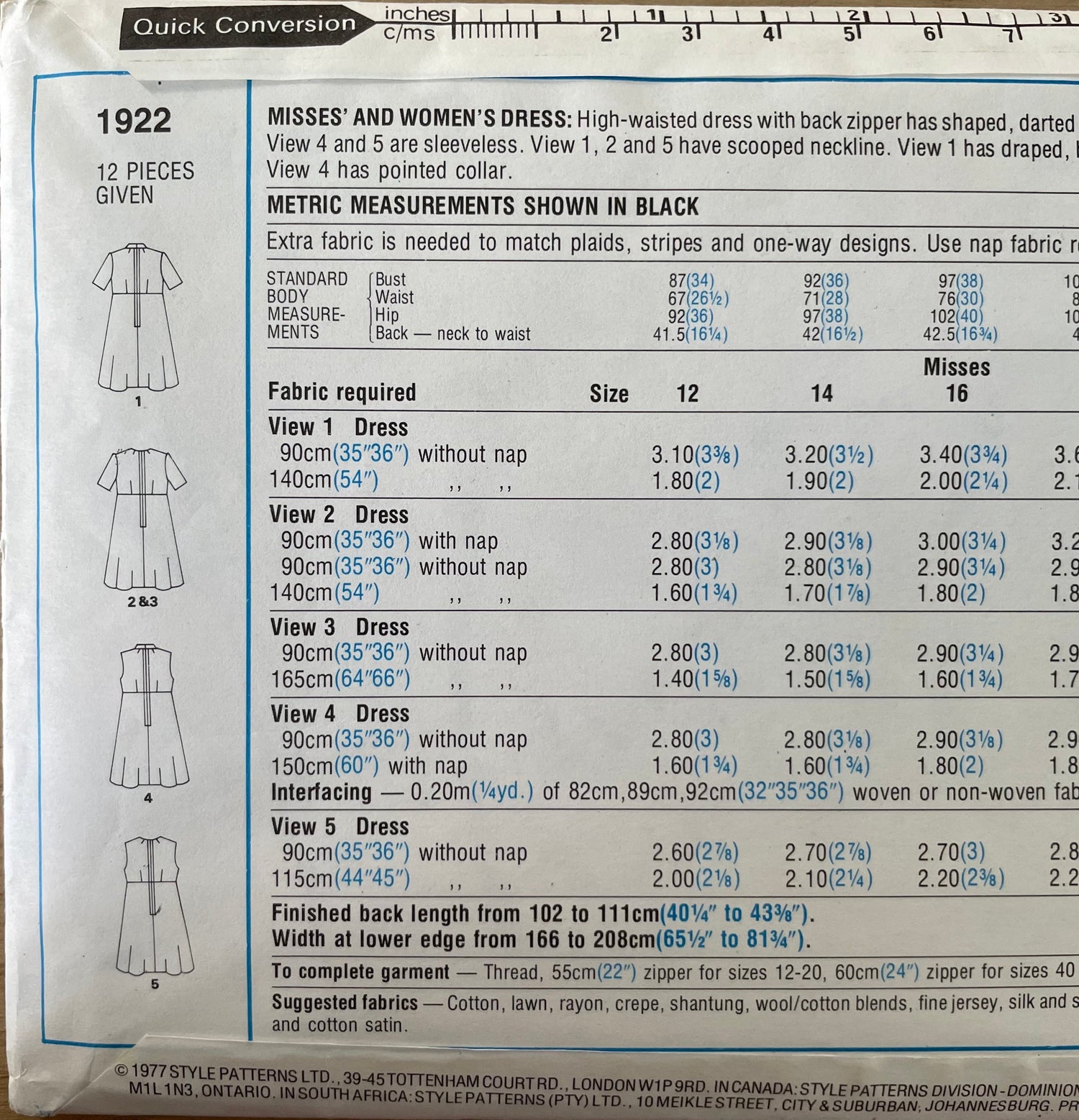 Style 1922 Womens Size 14 Dress