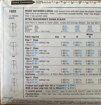 Style 1922 Womens Size 14 Dress