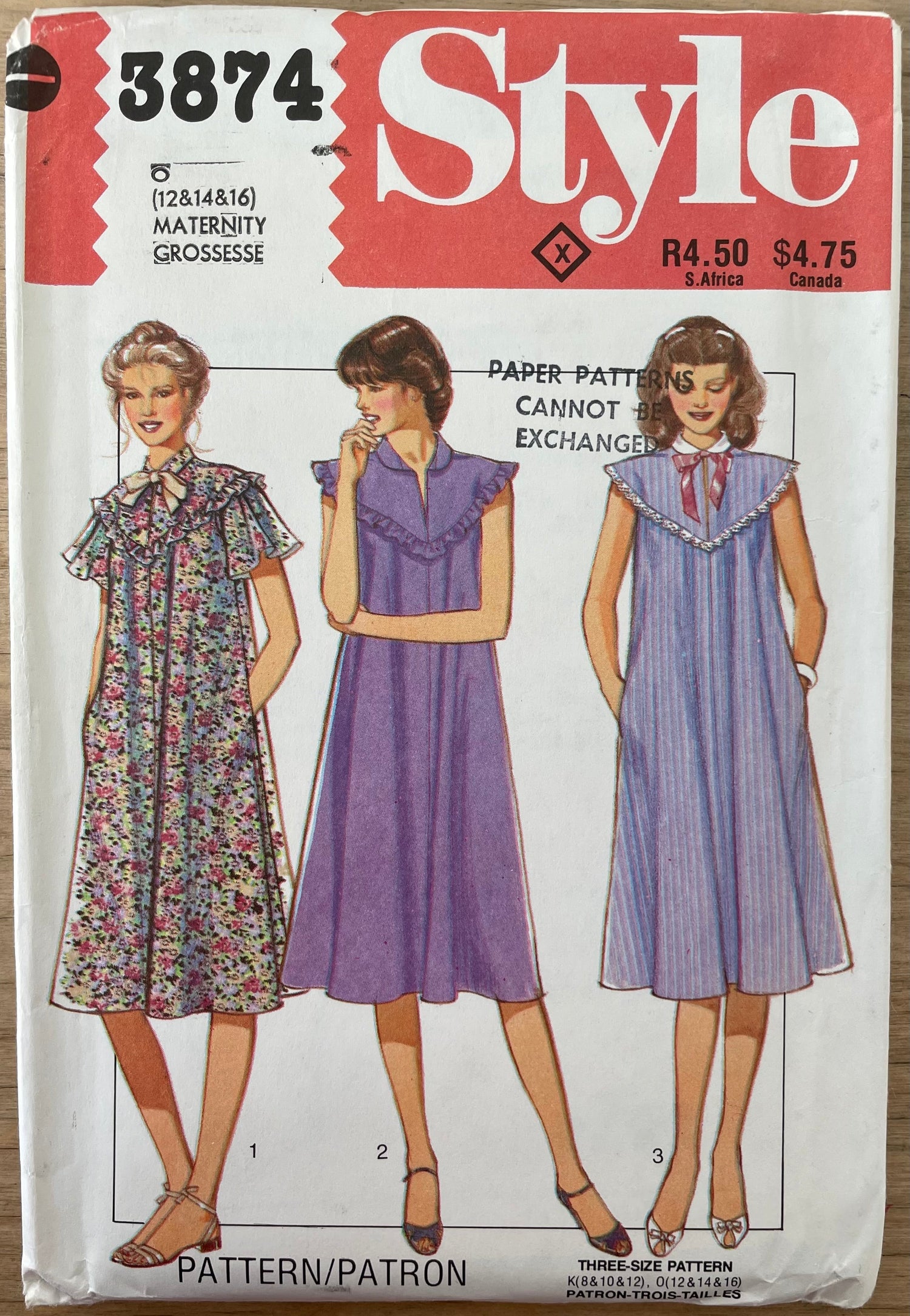 Style 3874 Womens Size 12-16 Maternity Dress FF