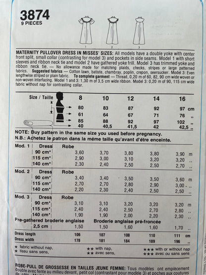 Style 3874 Womens Size 12-16 Maternity Dress FF