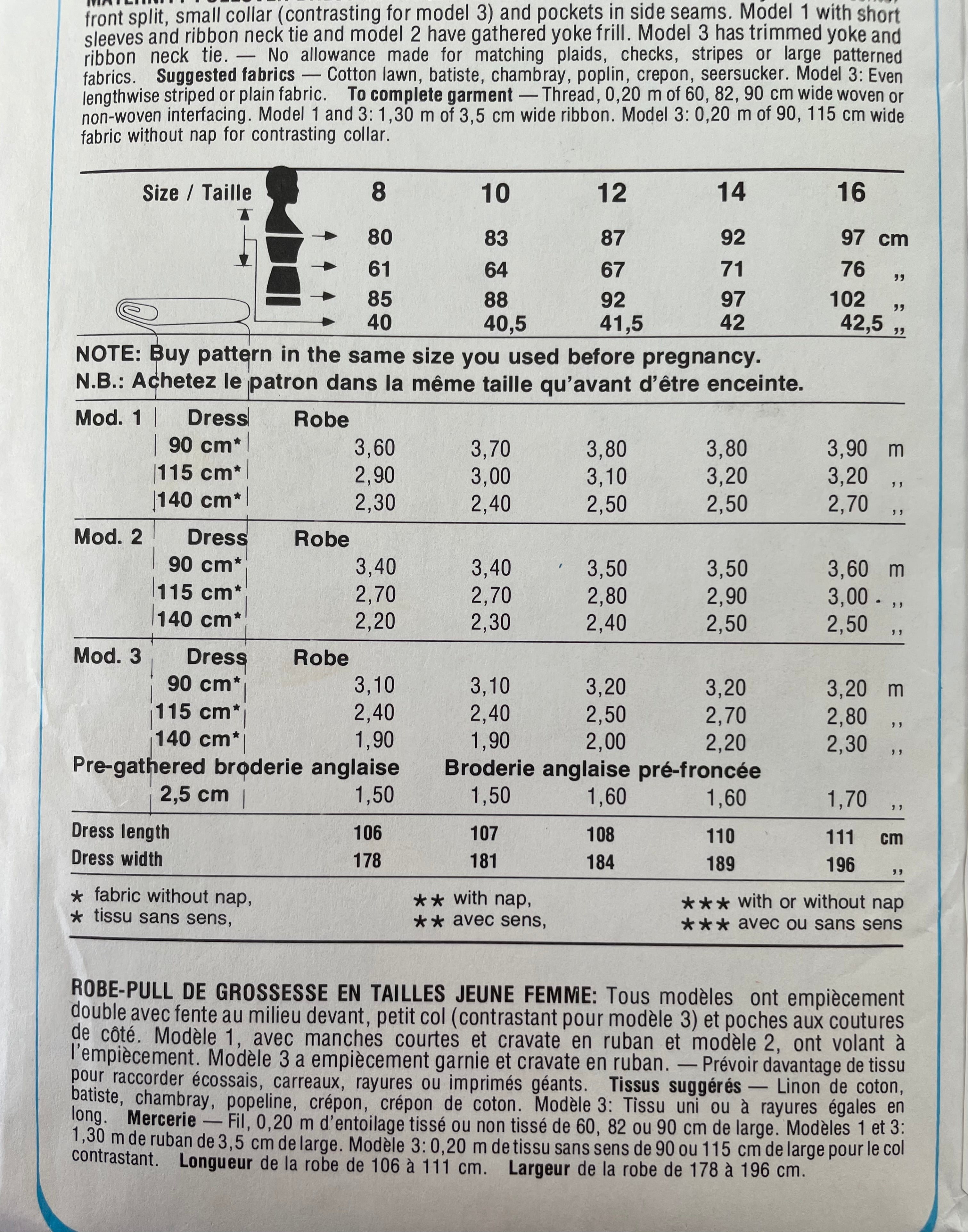 Style 3874 Womens Size 12-16 Maternity Dress FF