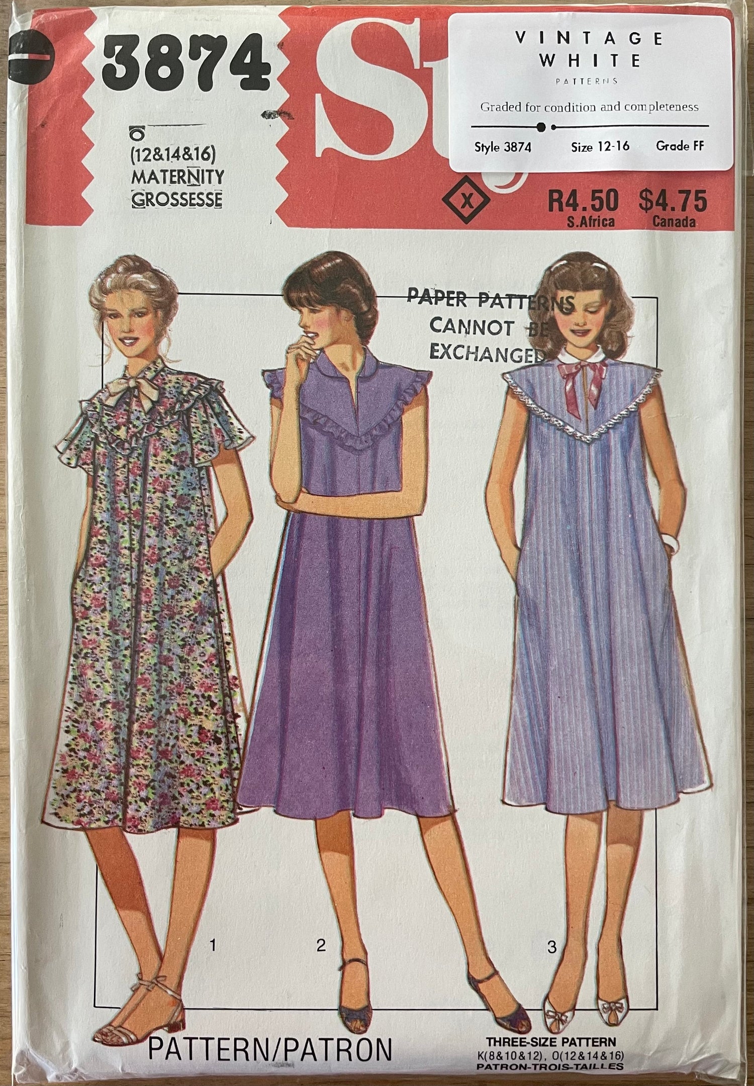 Style 3874 Womens Size 12-16 Maternity Dress FF