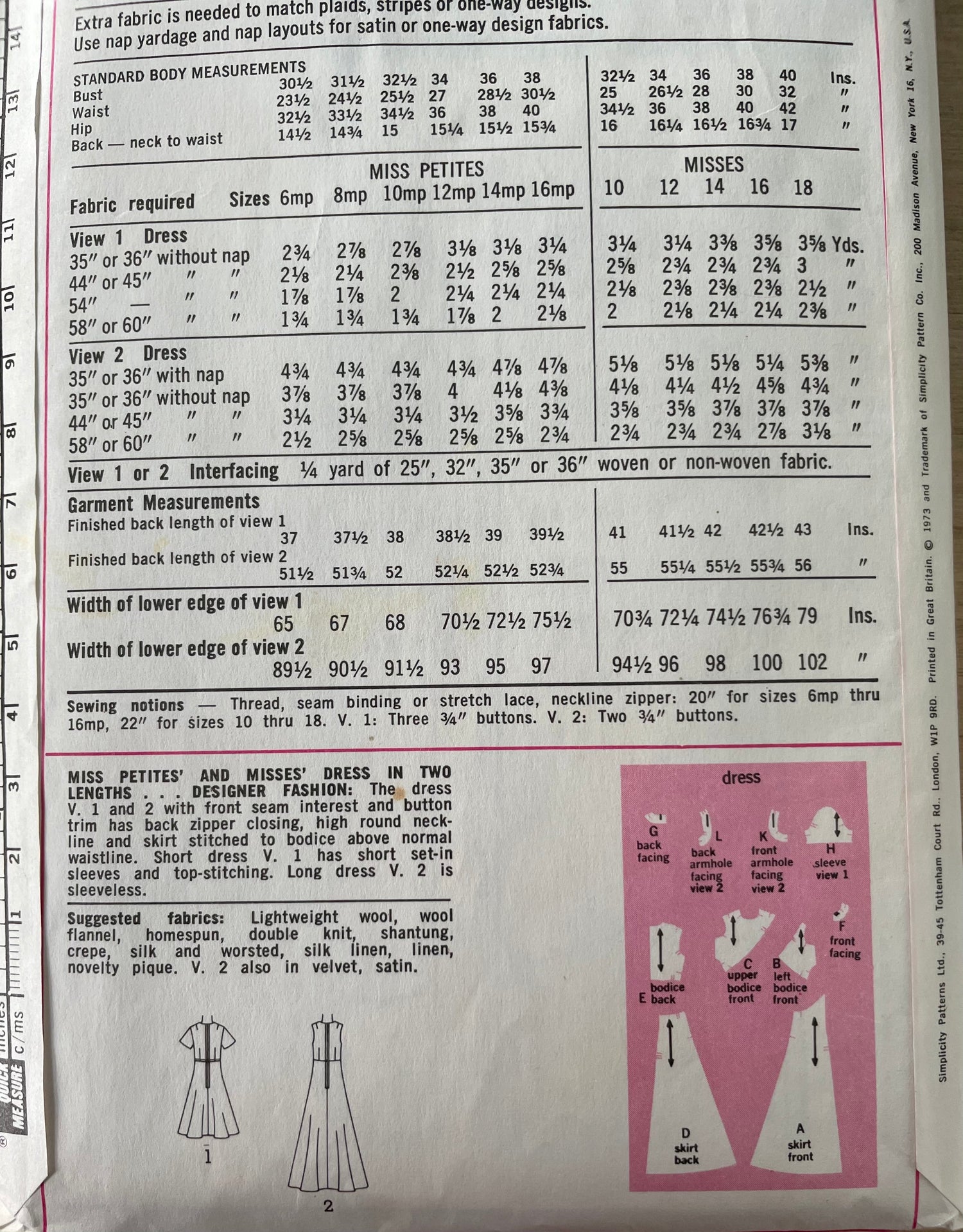 Simplicity 5911 Womens Size 16 Dress