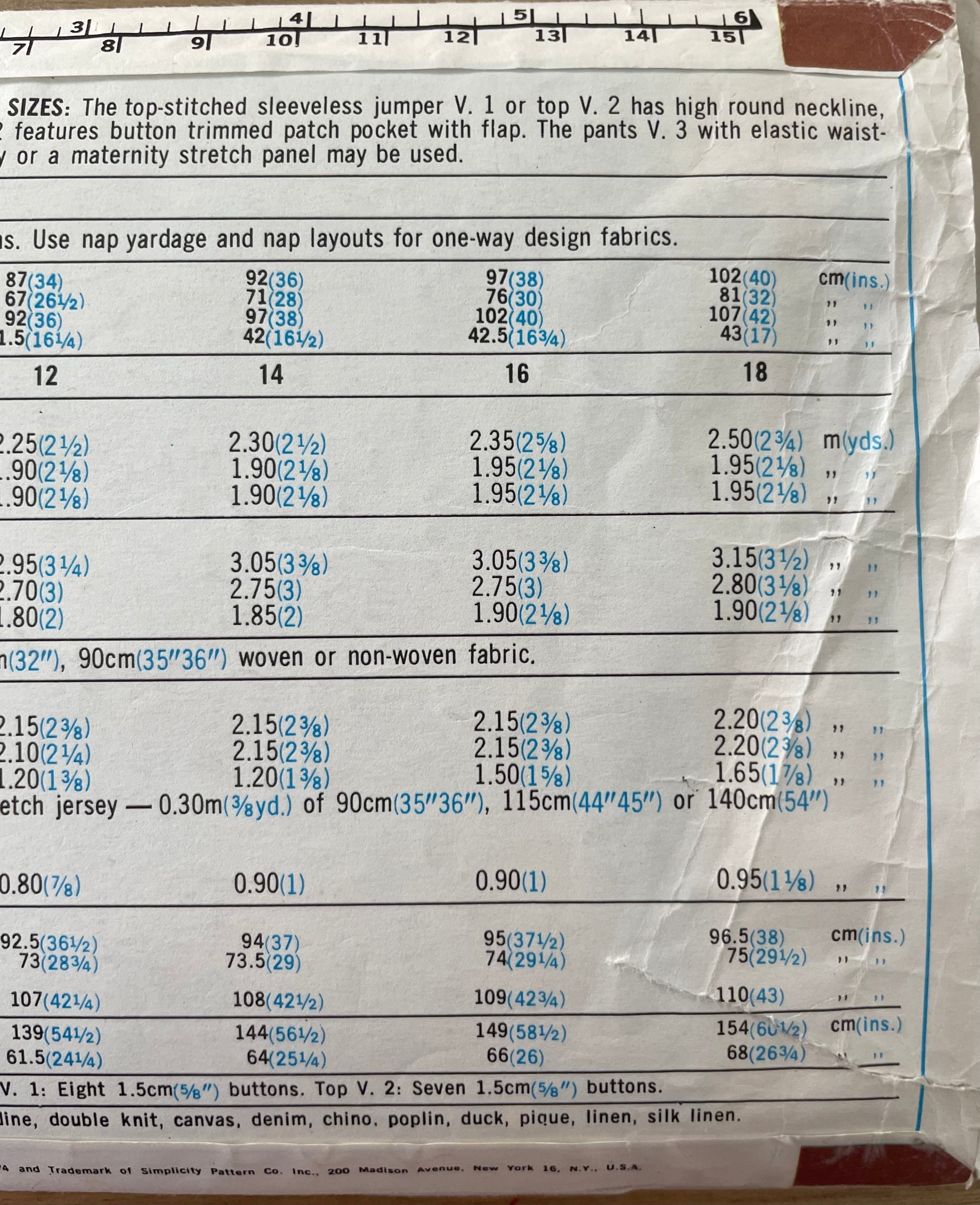 Simplicity 6649 Womens Size 16 Maternity Top Pant  FF