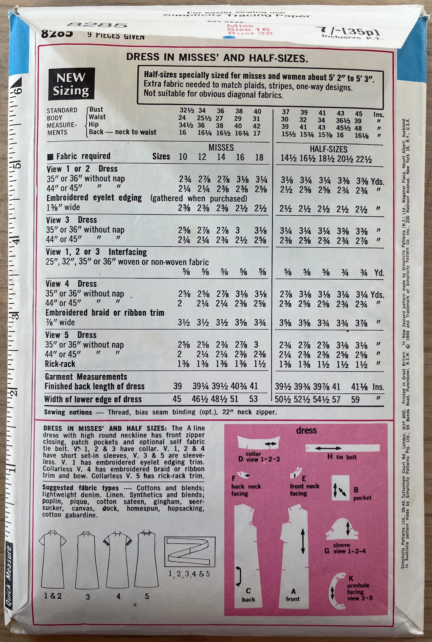 Simplicity 8285 Womens Size 16 Dress