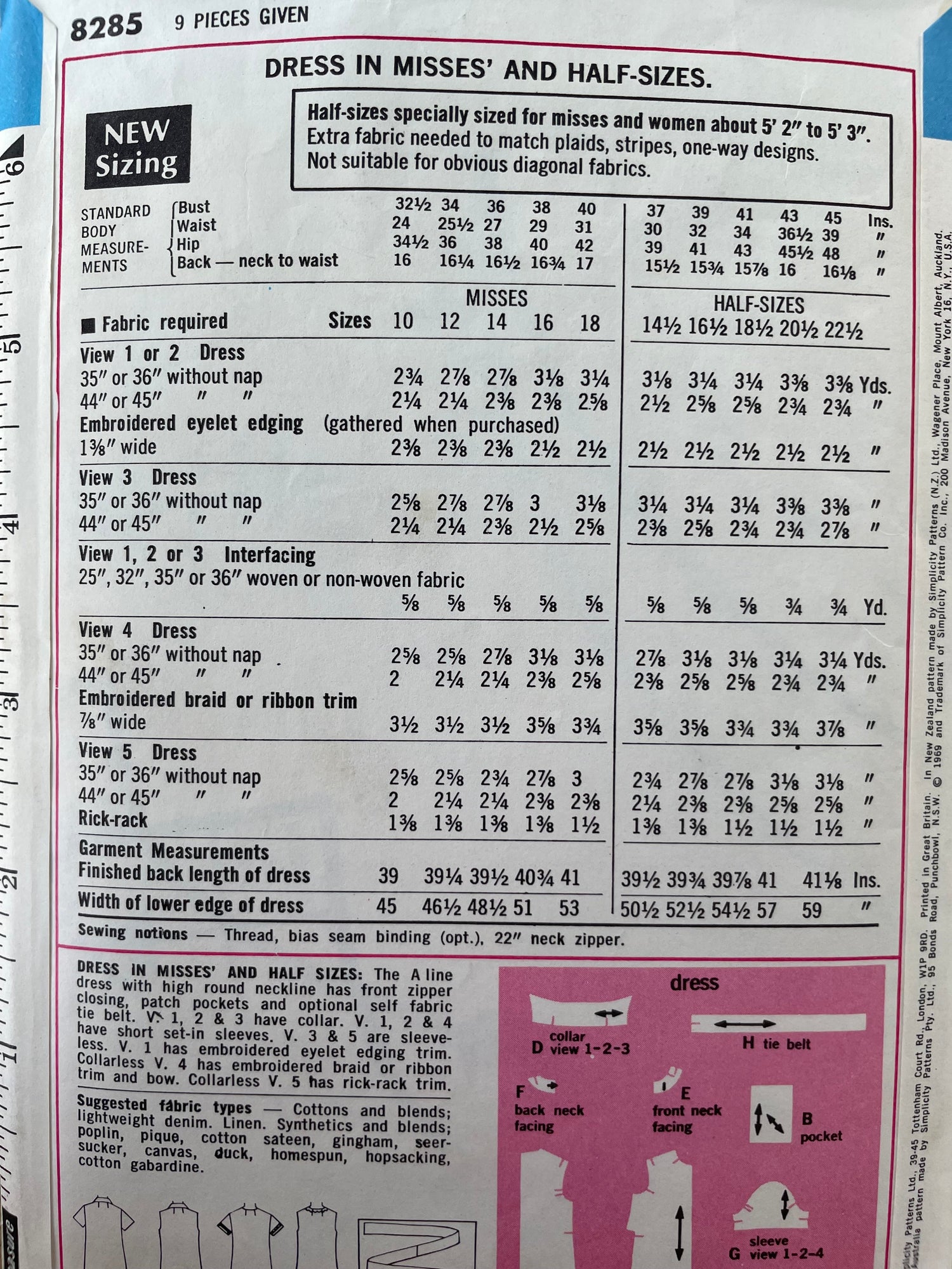 Simplicity 8285 Womens Size 16 Dress