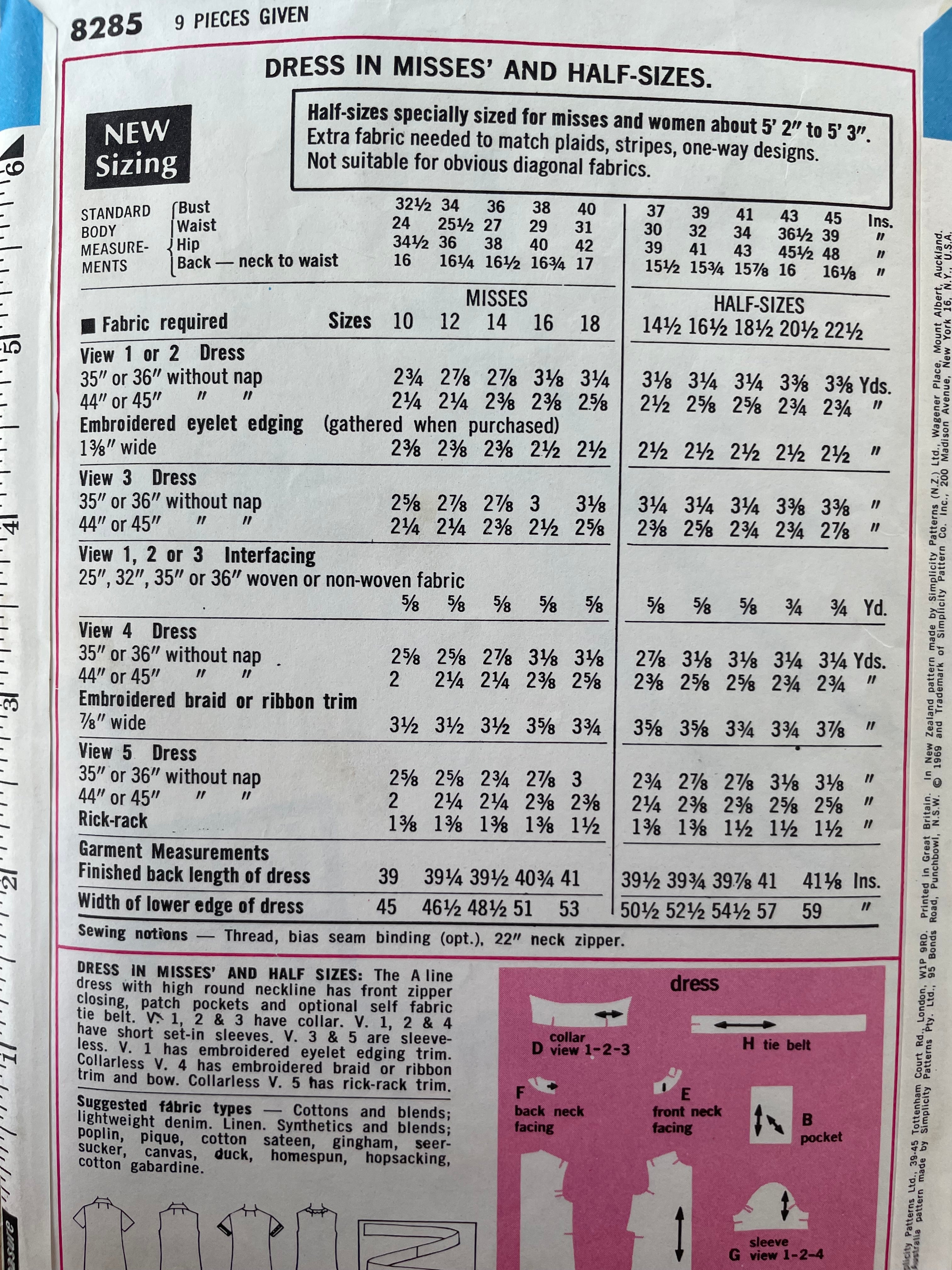 Simplicity 8285 Womens Size 16 Dress