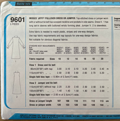 Simplicity 9601 Womens Size 14 Dress FF