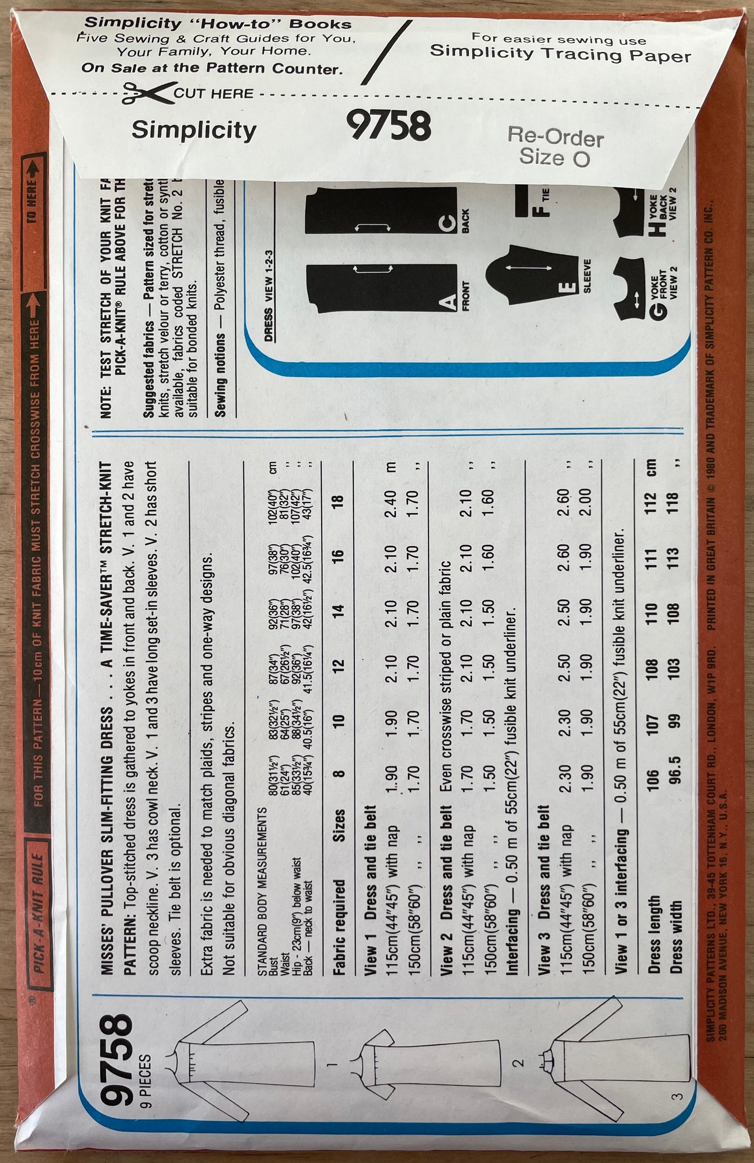 Simplicity 9758 Womens Size 12-14 Dress