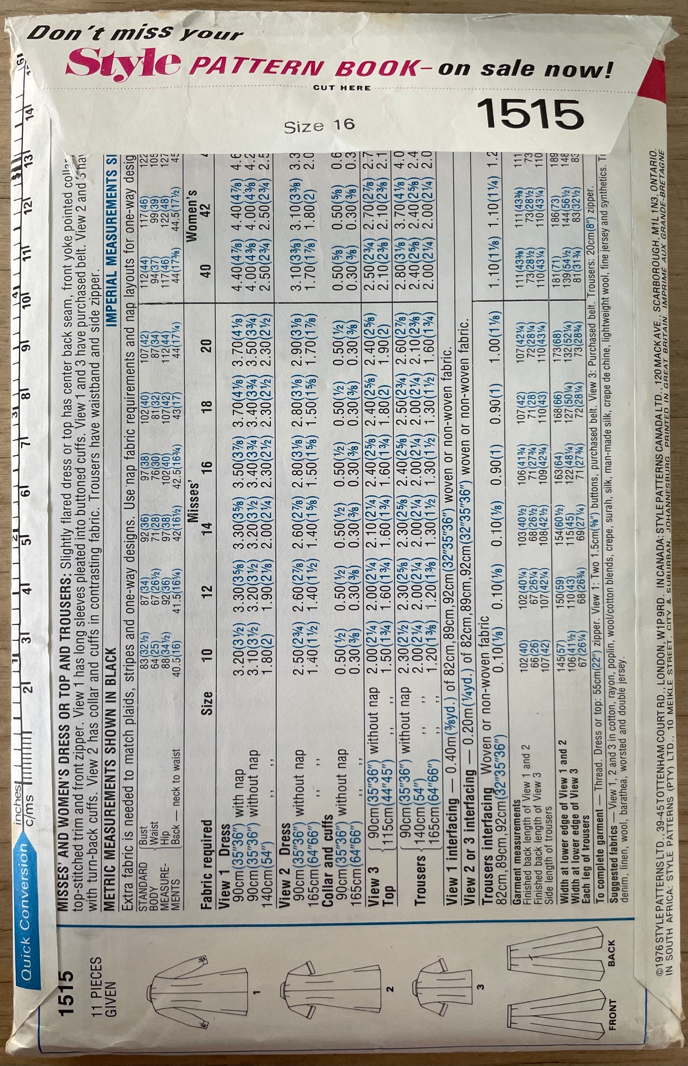 Style 1515 Womens Size 16 Dress Top Trousers