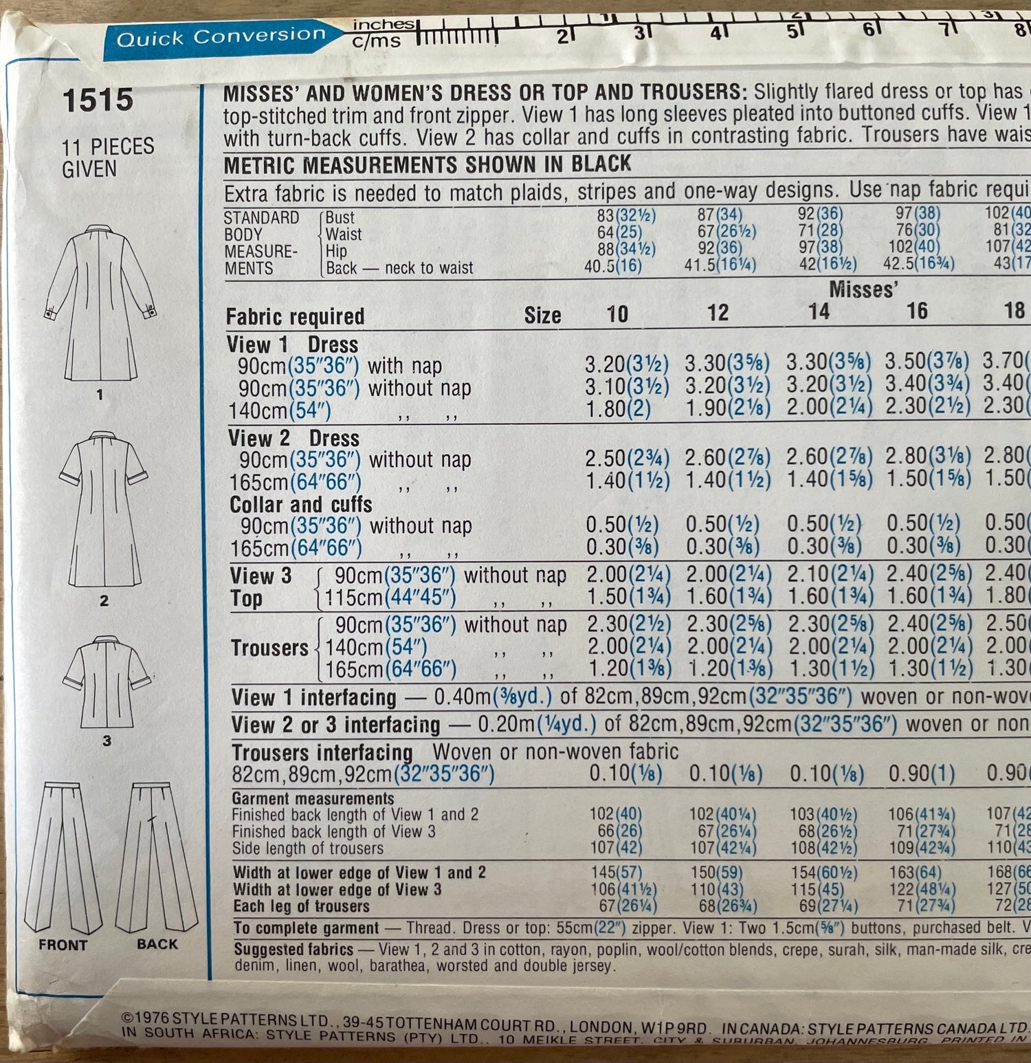 Style 1515 Womens Size 16 Dress Top Trousers