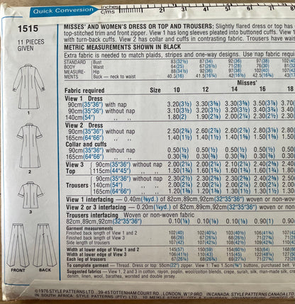 Style 1515 Womens Size 16 Dress Top Trousers