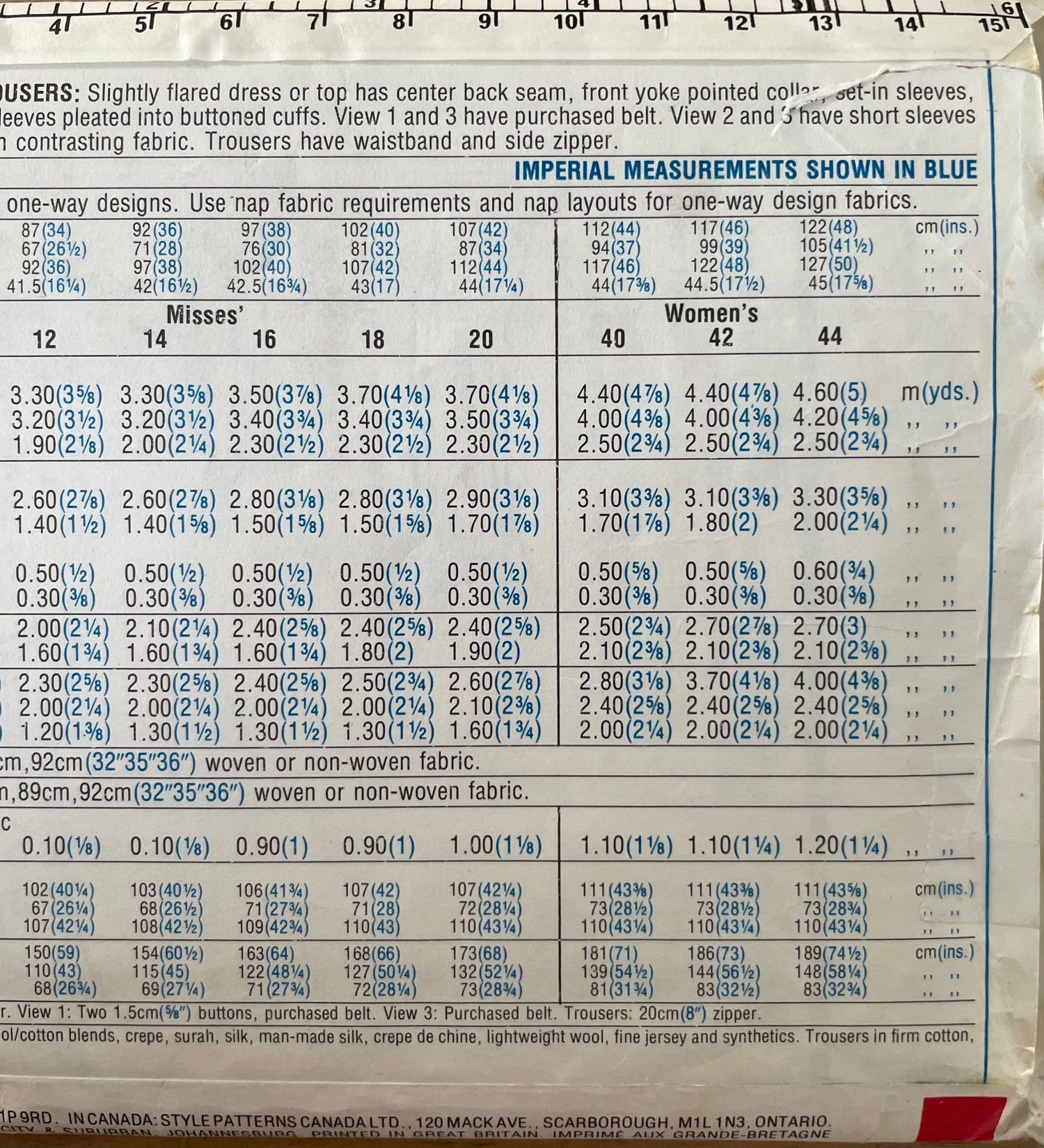 Style 1515 Womens Size 16 Dress Top Trousers