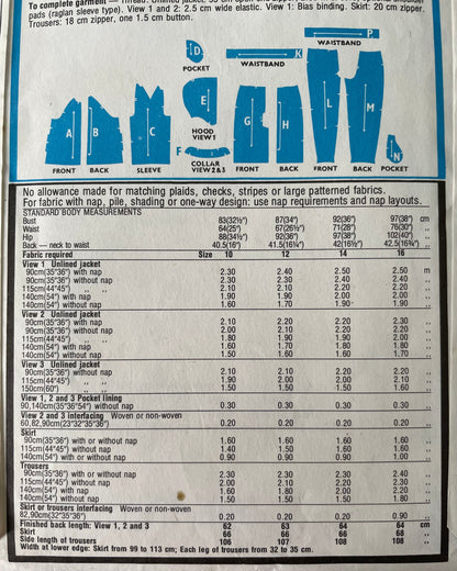 Style 3151 Womens Size 14 Jacket Trousers Skirt