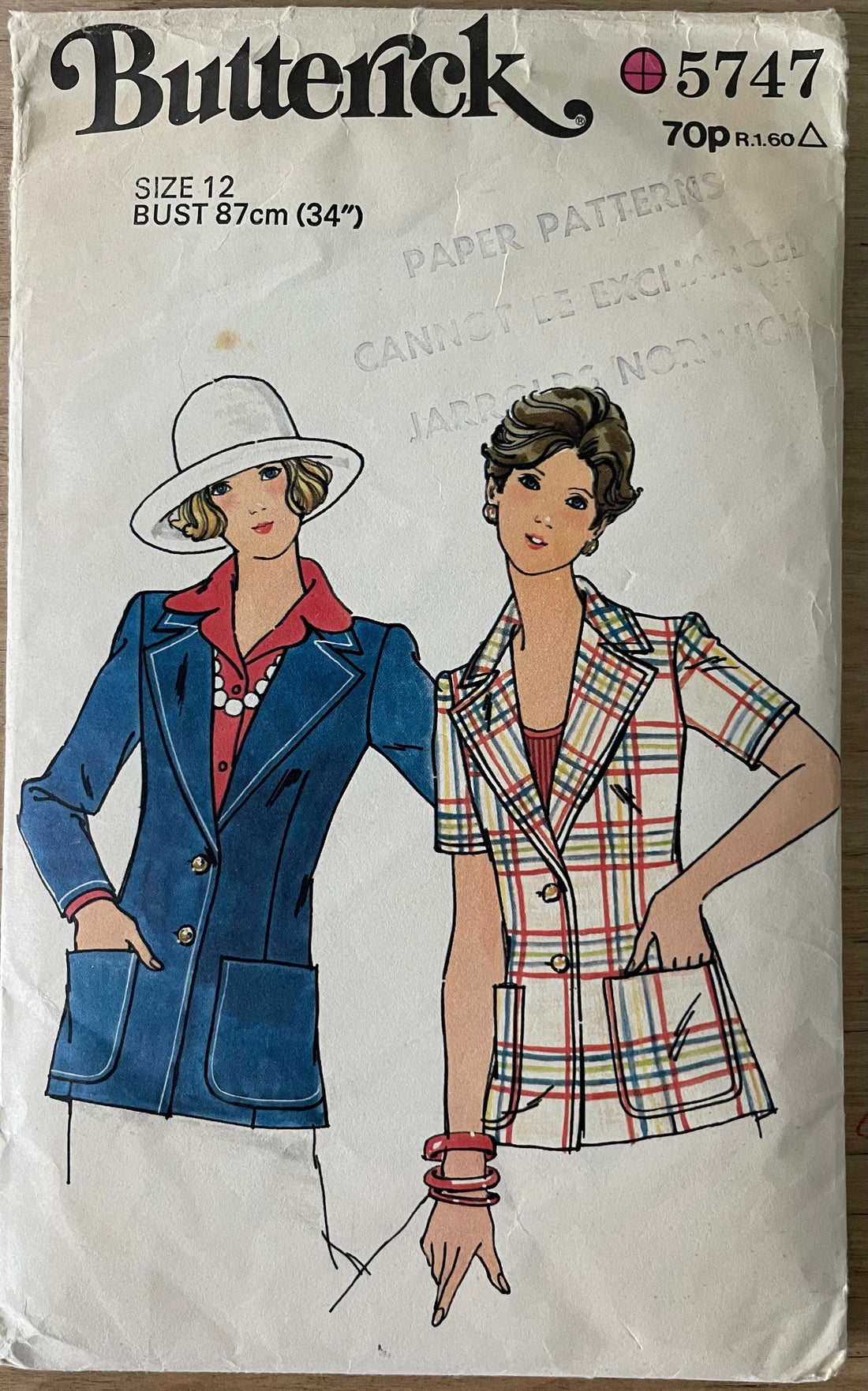 Butterick 5747 Womens Size 12 Jacket