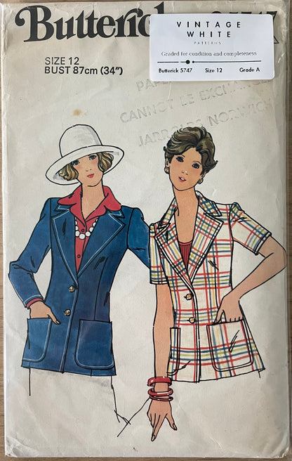 Butterick 5747 Womens Size 12 Jacket