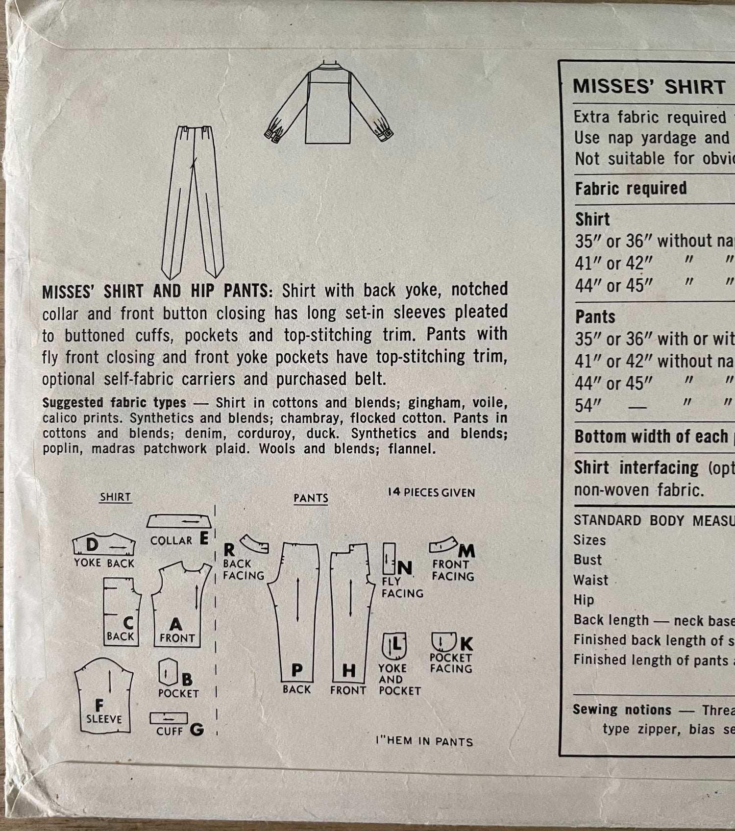 Simplicity 6365 Womens Size 16 Shirt Trousers